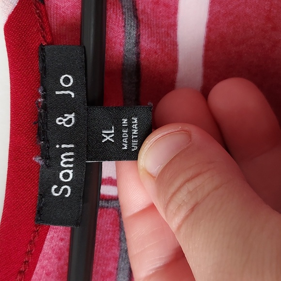 Sami & Jo mini dress xl 3/4 sleeve red, black, white throughout - Picture 6 of 12